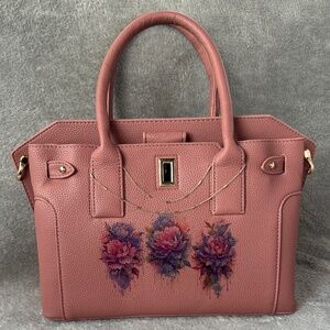 🌸 Pink Satchel with Custom Watercolor Design 🎨🌸